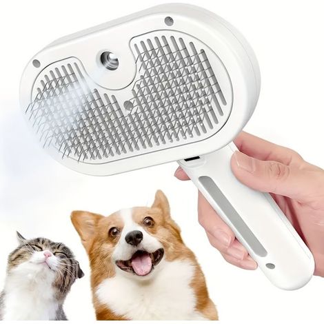 BelleRise - Outil de toilettage automatique 3-en-1 à vapeur pour animaux — Peigne d'élimination des poils morts avec dents en acier inoxydable (1/5)