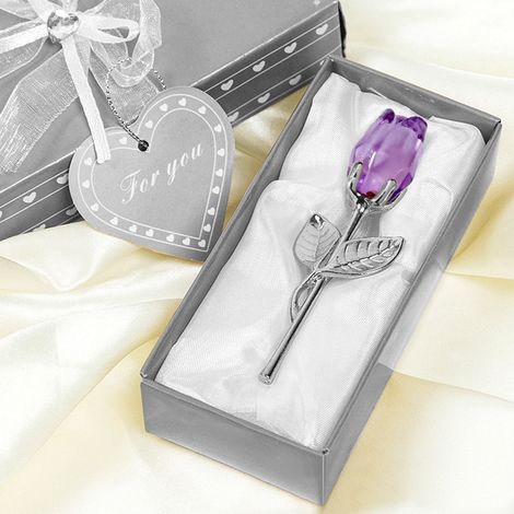 Rose Préservee - Avec Lumieres Led - Boite Cadeau Elegante - Pour Fete Des Mères Anniversaire Saint Valentin - Violet - 1 Piece (1/5)