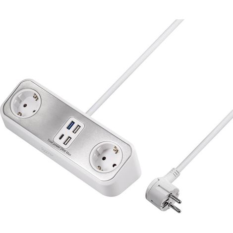 Sygonix SY-4538256 Multipresa 2 vie Bianco Schuko 1 pz. (1/5)
