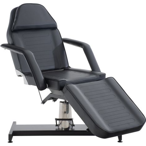 Lit d’esthétique hydraulique professionnel similicuir noir – Fauteuil de soins avec dossier inclinable ouverture visage et accoudoirs amovibles 100008216 (1/5)