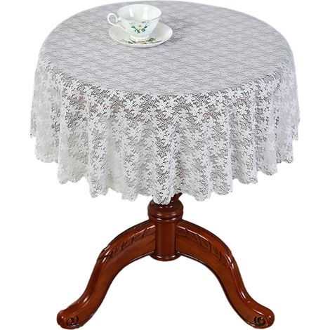 Nappe ronde en dentelle blanche, élégante nappe de bureau, idéale pour le bureau et la maison, motif étoiles.