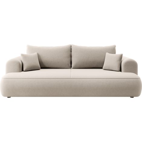 Selsey - Ovo Dreisitzer-Schlafsofa mit Stauraum, hellbeiger Velours aus pflegeleichtem Stoff (1/5)