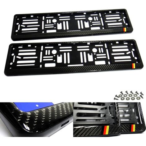 2X 3D véritable Fiber de Carbone EU F Support de Plaque d'immatriculation Cadre de Plaque d'immatriculation Noir (1/5)