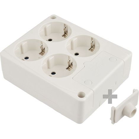 Base bipolar 4 tomas t/tl 10/16 a 250 v, cuadrada sin cable, blanca (1/2)