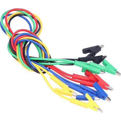 Lot de 5 câbles de test à pinces crocodiles doubles en laiton de 1 mètre pour le test de connexion électrique (1/5)