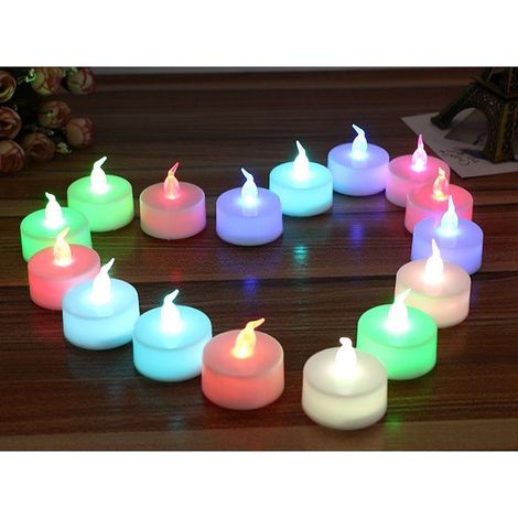 Trade Shop - Set Candele Candeline A Batteria Tea Light A Led Multicolore Rgb Effetto Fiamma - (1/5)