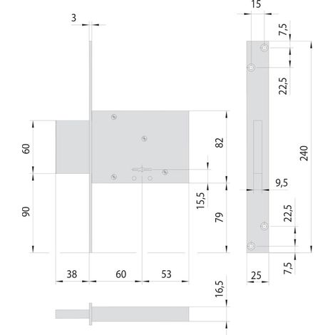 SERRATURA A DOPPIA MAPPA DA INFILARE PER FASCIA PER FERRO ART. 57013 E 60 - CISA