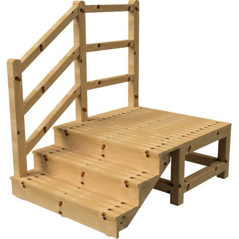 MILANO Außentreppe 3 geschlossene Stufen H54 cm - Podest L116 x B120 cm - Treppengeländer links - Podestgeländer links