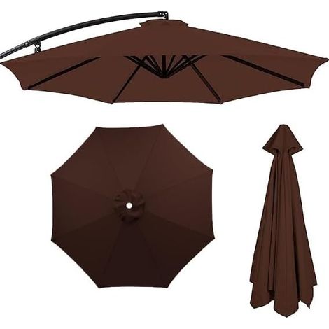 Toldo de repuesto para sombrilla de patio, cubiertas de 6,5 pies, 9 pies y 10 pies, 8 varillas para sombrilla de exterior (rojo, 200 cm/6,6 varillas) (café, 200 cm/6,5 pies, 6 varillas)