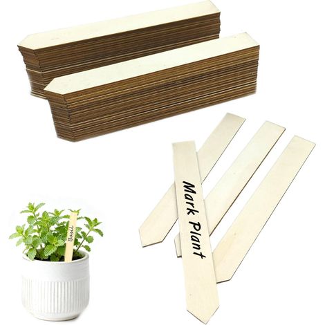 50 x Wooden Plant Labels Name Stakes for Gardening Garden Labels for Virgin Plants Markers for Plants to Write Tip for Potted Plants (Wood) (1/5)