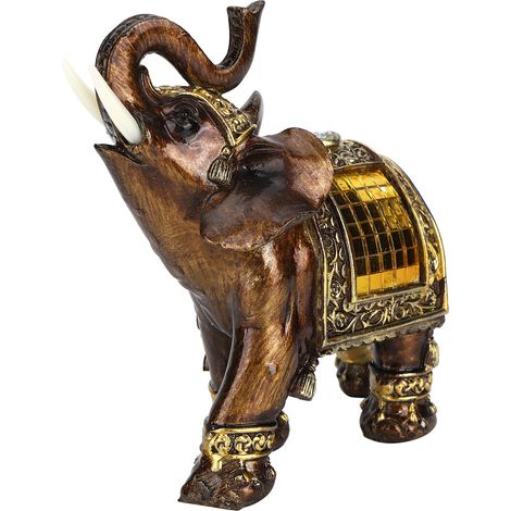 Statues d'éléphants, figurines artistiques décoratives pour la maison, objets en résine, animaux porte-bonheur, ornements de taille moyenne (1/5)