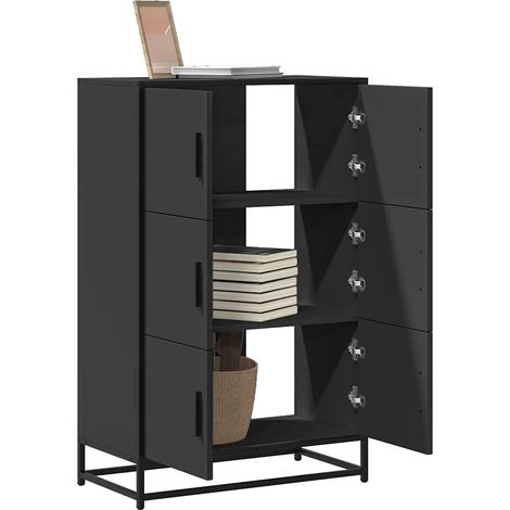 Highboard Schwarz 68x35x106,5 cm Holzwerkstoff und Metall