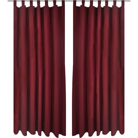 vidaXL 2 pcs Rideau à Passant Micro Satin Bordeaux 140 x 225 cm (1/4)