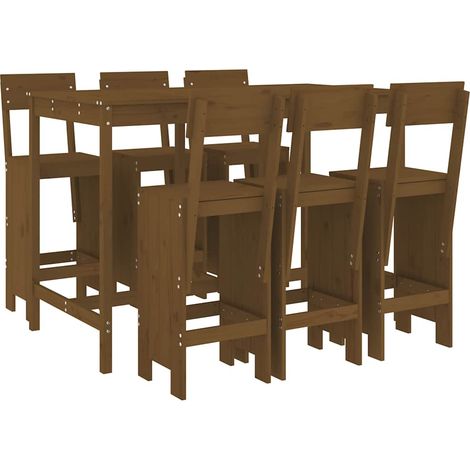 Maison Exclusive - Mesa y taburetes altos de jardín 7 pzas madera (1/5)