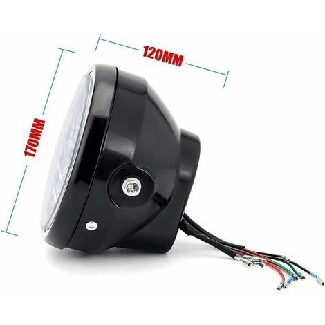 Runder Motorradscheinwerfer mit LED-Projektor und Montagehalterung, 12 V, Halogen, LED, 7 Zoll (1/5)