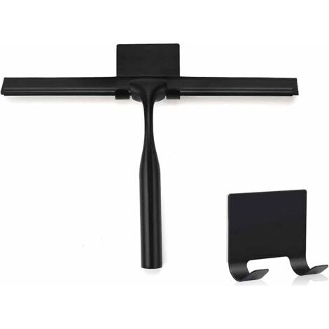 QORVA-Raclette de douche en acier inoxydable pour vitres de salle de bain, voiture, cuisine (noir)