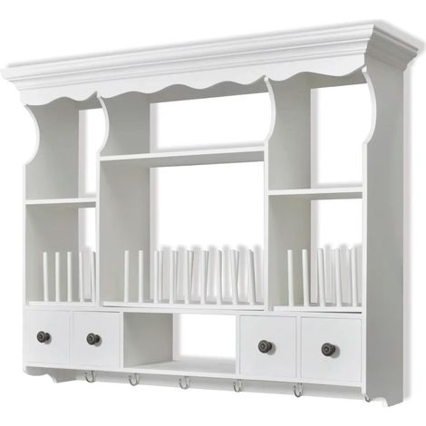Armario de cocina de pared vintage 90,5 x 22,5 x 70,3 cm madera blanca 020046248 (1/5)