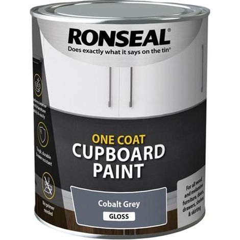 Ronseal 39370 One Coat Cupboard Paint Cobalt Grey Gloss 750ml RSLOCCCGG750