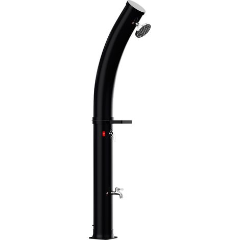TolleTour Doccia solare da 35 litri con colonna curva e portasapone - incl. copertura e tappo di scarico (doccia da giardino, doccia da piscina, campeggio)
