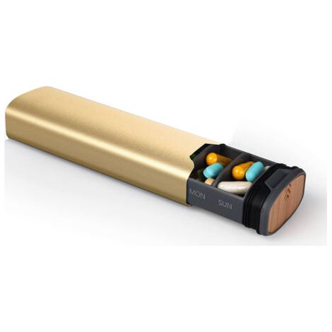 Boîte à pharmacie couleur or, 16,553,2 cm, une petite boîte à pharmacie portable avec compartiments, scellée, résistante à l'humidité et à l'eau. (1/5)