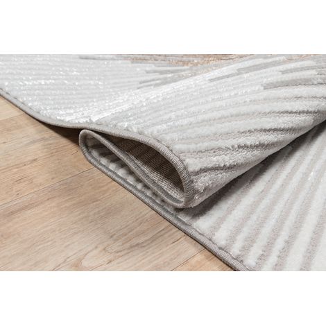 the carpet Mila moderner Teppich Wohnzimmer, elegant glänzender Kurzflor, Grau, 080 x 300 cm