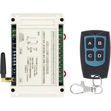 Télécommande sans fil 4 canaux 300 m CA 220-380 V, émetteur 30 A pour interrupteur de porte de garage, relais pour interrupteur de lumière LED + récepteur 433 MHz (1/5)