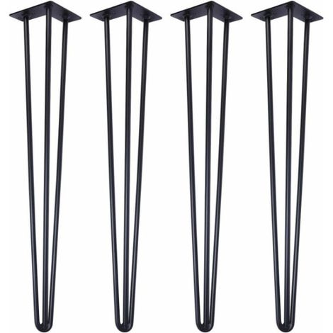 4pcs 20 cm(noir) Pieds Epingle DIY Pieds pour Table Pied de Chaise avec 20 Vis + 4 Protège Pieds (1/5)