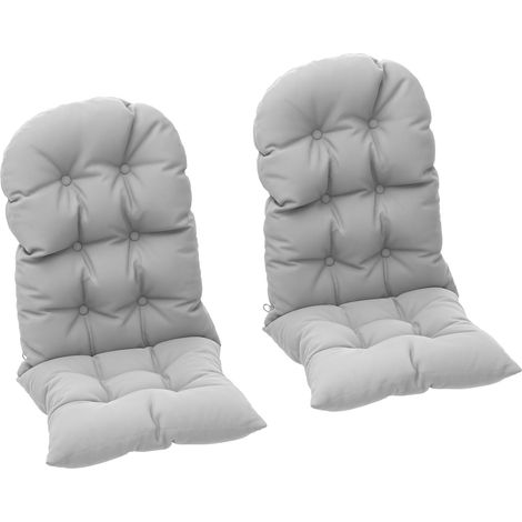 Lot 2 coussins assise chaise Adirondack attaches sécurisées capitonnage épais moelleux gris clair