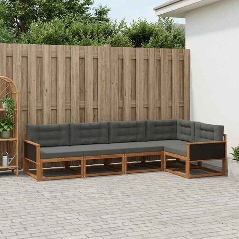 vidaXL Outdoor-Sofagarnitur 5 pcs Natur und Anthrazit (1/5)