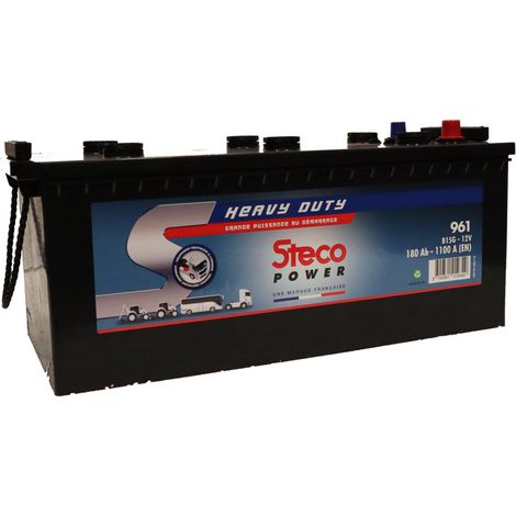 Stecopower – Batterie poids lourd n°9 12V 180Ah – Technologie AGM – Haute capacité pour démarrage rapide – Compatible poids lourds