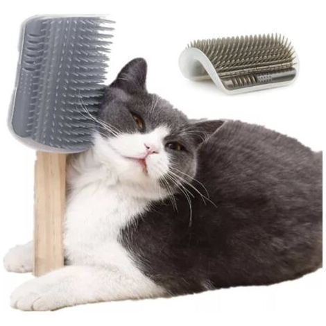 1PCS Gris Griffoir pour chat Brosse pour chat Brosse de massage pour montage d'angle pour chats (1/5)