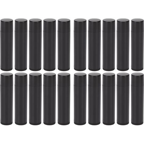 20 tubes à baume à lèvres vides rechargeables ronds pour DIY, fabrication de baumes et parfums solides, couleur noire, 4.2g (1/5)