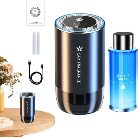 Diffuseur d'huile pour voiture Diffuseur de parfum pour voiture intelligente, diffuseur d'huile pour voiture avec concentration réglable, désodorisant rechargeable de 50 ml, décoration d'intérieur