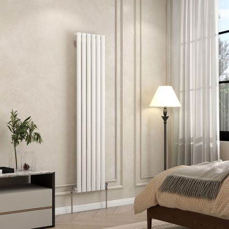 AVER-GROWTH White Radiator Vertical Oval Column Single Panel Rad 1600x354mm