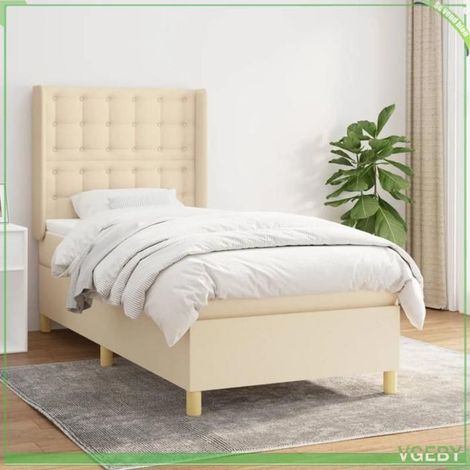 Sommier à lattes avec matelas 3132286 - 90x200 cm - Crème - Matelas 20 cm à ressorts ensachés - Soutien équilibré (1/5)