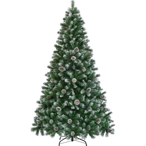 Yaheetech Albero di Natale 183 cm Artificiale Innevato con Pigne Effetto Realistico con Supporto in Metallo Pieghevole Automatica Bianco Decorazioni Abete Verde con Neve (1/5)