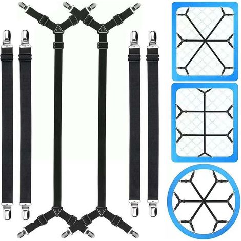Lot de 6 tendeurs de drap réglables pour matelas et plus