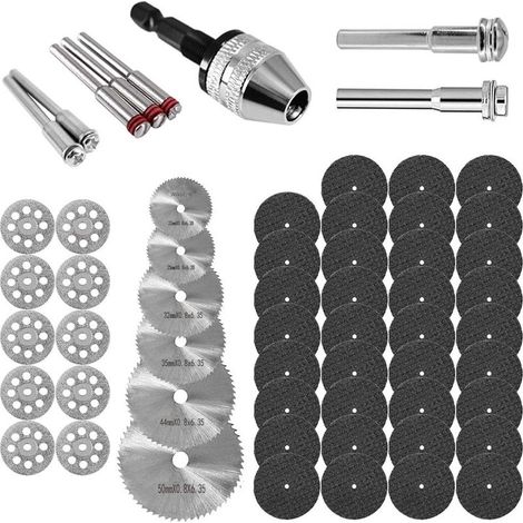 60-teiliges Set Rotationstrennscheiben, Trennscheiben für Harz, Mini-HSS-Sägeblätter, Diamanttrennset mit Dornen für Holz, Glas, Kunststoff, Stein und Metall