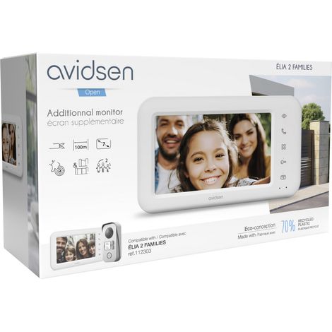 Zusätzlicher Bildschirm, kompatibel mit dem kabelgebundenen Videotelefon Élia 2 families - Avidsen - 112304 (1/5)