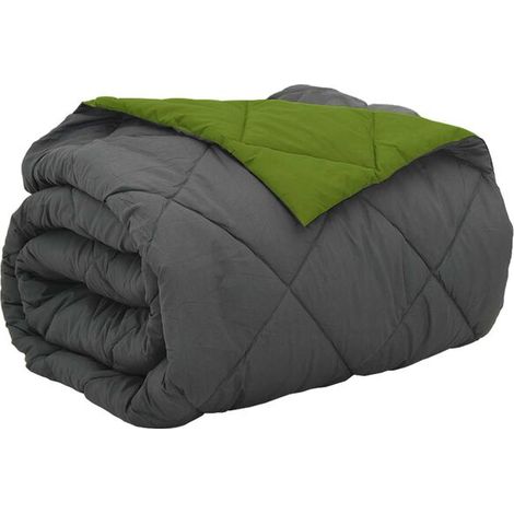 Housse de couette en duvet, taille standard, adaptée à toutes les saisons, verte et gris anthracite, 200 x 200 cm (1/5)
