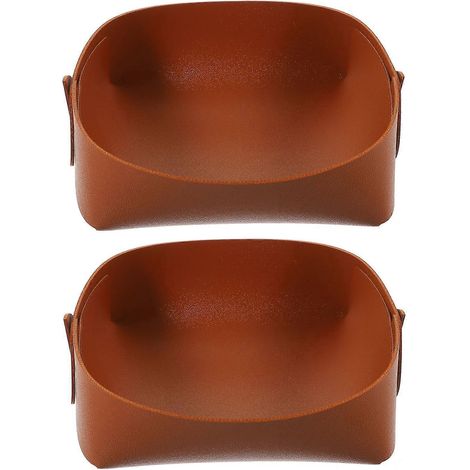 2er-Set Mehrzweck-Aufbewahrungstabletts aus Leder für Bürobedarf, Uhren, Make-up und mehr-28.5x20x0.4cm-Brown (1/3)