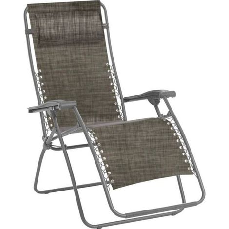Sedia Giardino Poltrona Relax Pieghevole Gravita Zero Metallo Tessuto Grigio (1/5)
