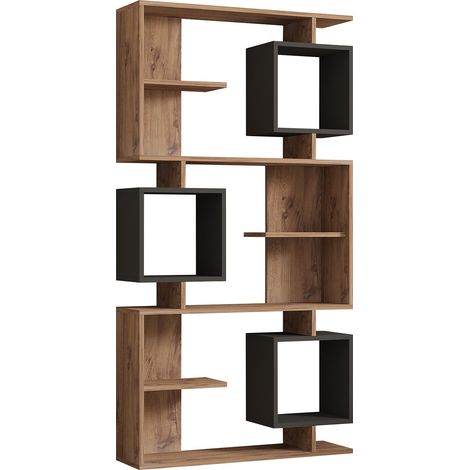 Libreria in legno "Icardi" - 90 x 24 x 171 cm - Pino atlantico antracite