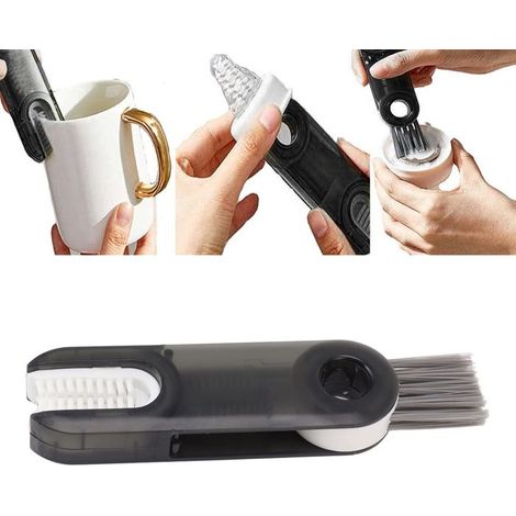 BelleRise - Brosse nettoyage 3 en 1 – WT01 gris – 360° rotation – pour biberons, tétines et couvercles (1/4)