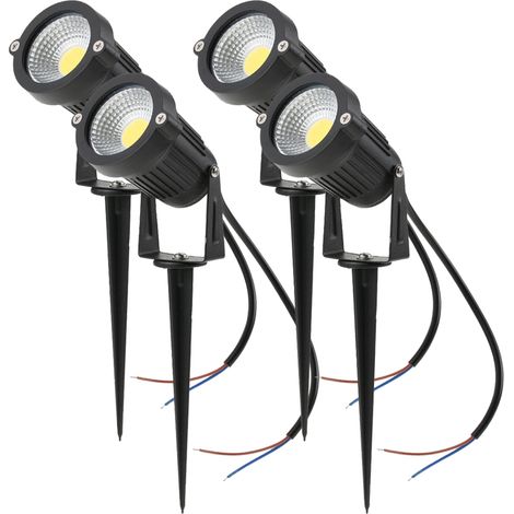Tomshine 5W 4er-Pack COB-LED-Gartenleuchte, AC/DC 12V, dekorative Außenleuchte, 500LM, superheller Hochleistungs-Spot für Garten, Mauer, Hof und Weg, Weiß (1/5)