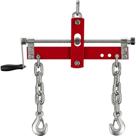 Relaxdays Motor Balancer, Workshop Crane, up to 900 kg, Stepless Spindle Drive, 4 Chains, Positioner, Red/Silver (1/5)