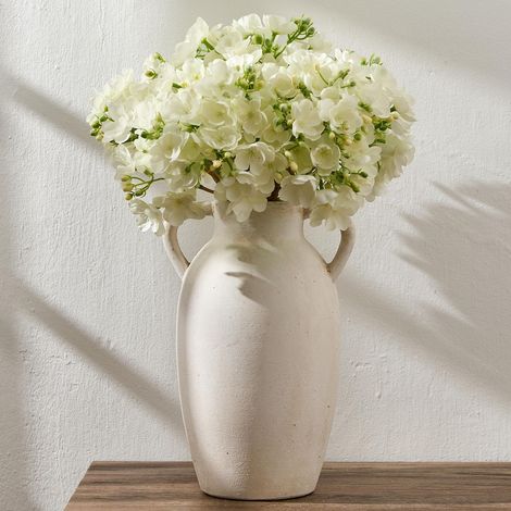 Vase en céramique de 24 cm en Terre Cuite avec poignées, Vase décoratif bohème pour décoration d'intérieur, Ferme, Salon, Table – Beige (1/5)