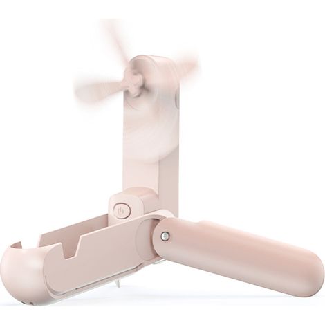 Mini ventilador portátil recargable por USB, ventilador de mano plegable pequeño de bolsillo 3 en 1 con batería de 2000 mAh, mini ventilador portátil para viajes, rosa (1/4)