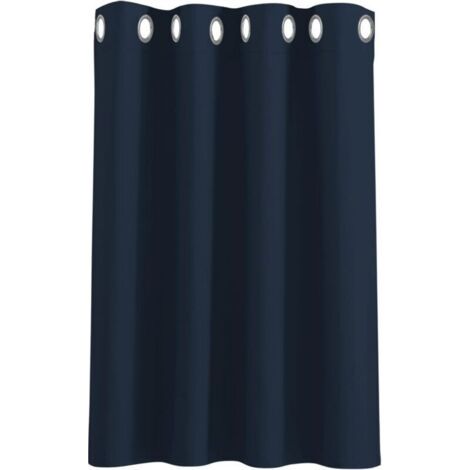 BUNTHAUS Rideau occultant à œillets avec isolation thermique pour petites fenêtres, idéal pour la cuisine et la chambre. Bloque la lumière. Dimensions : 132 cm de large x 90 cm de haut. Bleu foncé. Ve
