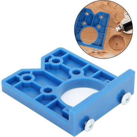 Wood Drilling Tools, Hole Opening Jig, Hinge Hole Opener, Drill Locator for Cabinet Doors, Compact and Lightweight for Easy Use – Blue (1/4)